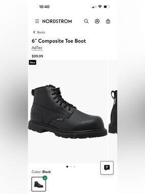 NWT AdTec Men's Composite Toe Work Boots 6 in Current At Nordstrom$99 MSRP